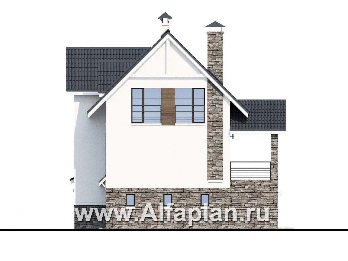 Проекты домов Альфаплан - «Альпина» - трехэтажный коттедж с гаражом для маленького участка - изображение фасада №2