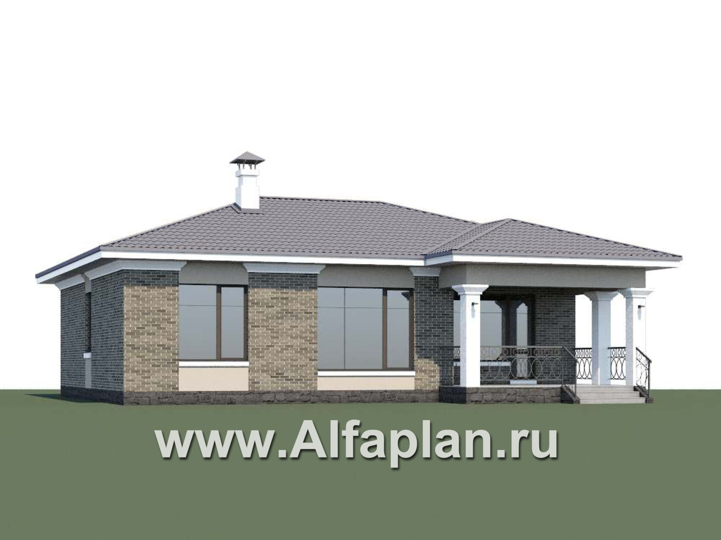 Проекты домов Альфаплан - «Жасмин» - одноэтажный дом в классическом стиле - дополнительное изображение №2