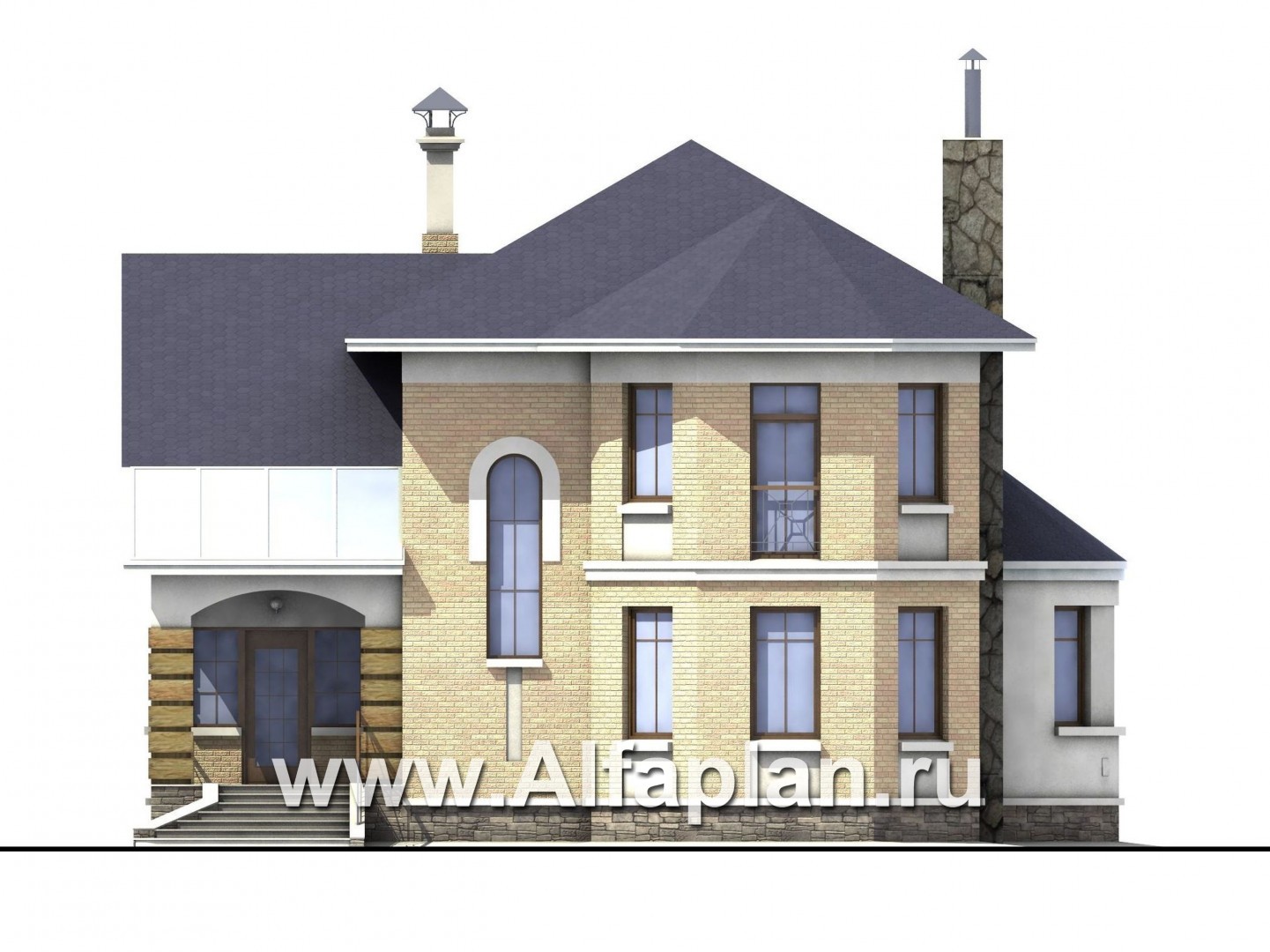 Проекты домов Альфаплан - «Ювенил» - двухэтажный загородный дом - изображение фасада №1