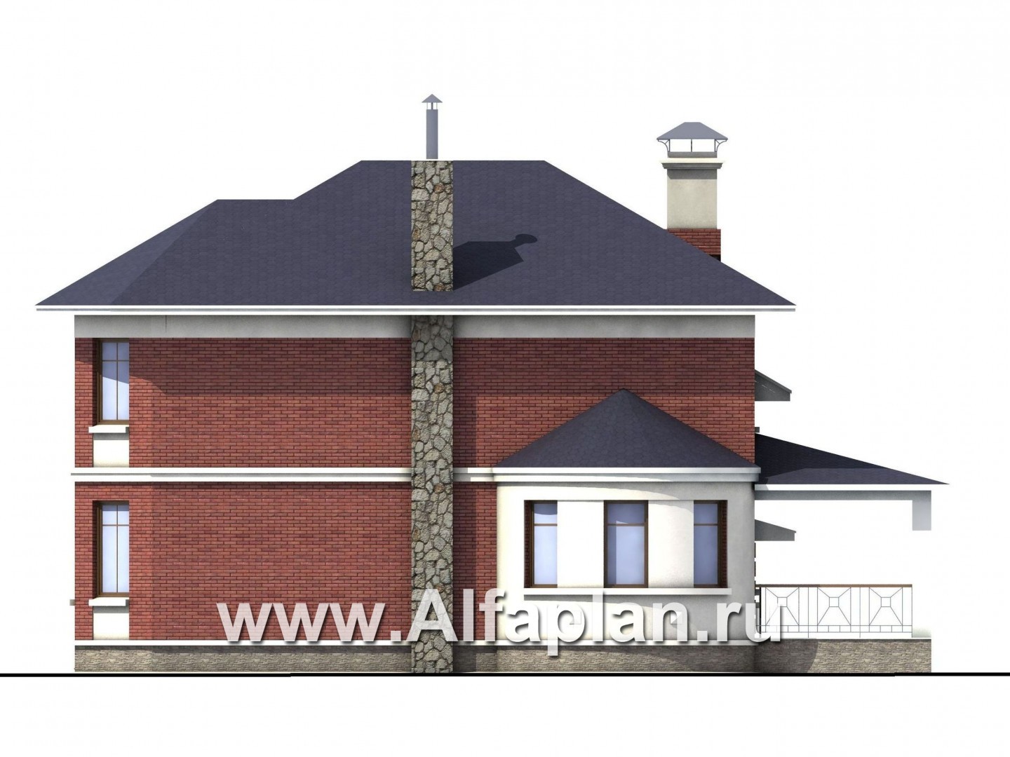 Проекты домов Альфаплан - «Ювенил» - загородный дом с большим гаражом - изображение фасада №2