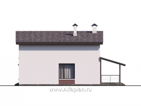 Проекты домов Альфаплан - «Арс» - дом с односкатной кровлей для узкого участка - превью фасада №3