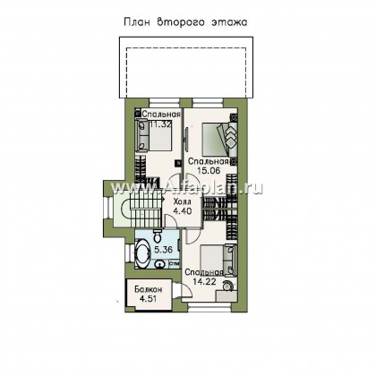 Проекты домов Альфаплан - «Арс» - дом с односкатной кровлей для узкого участка - превью плана проекта №2