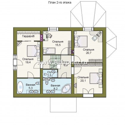 Проекты домов Альфаплан - «Магистр» - респектабельный коттедж с гаражом - превью плана проекта №2