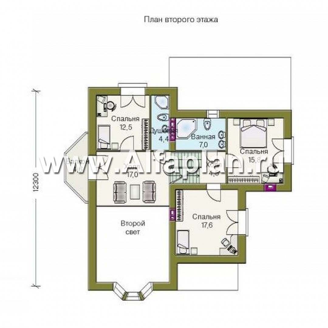 Проекты домов Альфаплан - «Серебряный век» - загородный дом с элементами арт-нуво - изображение плана проекта №3