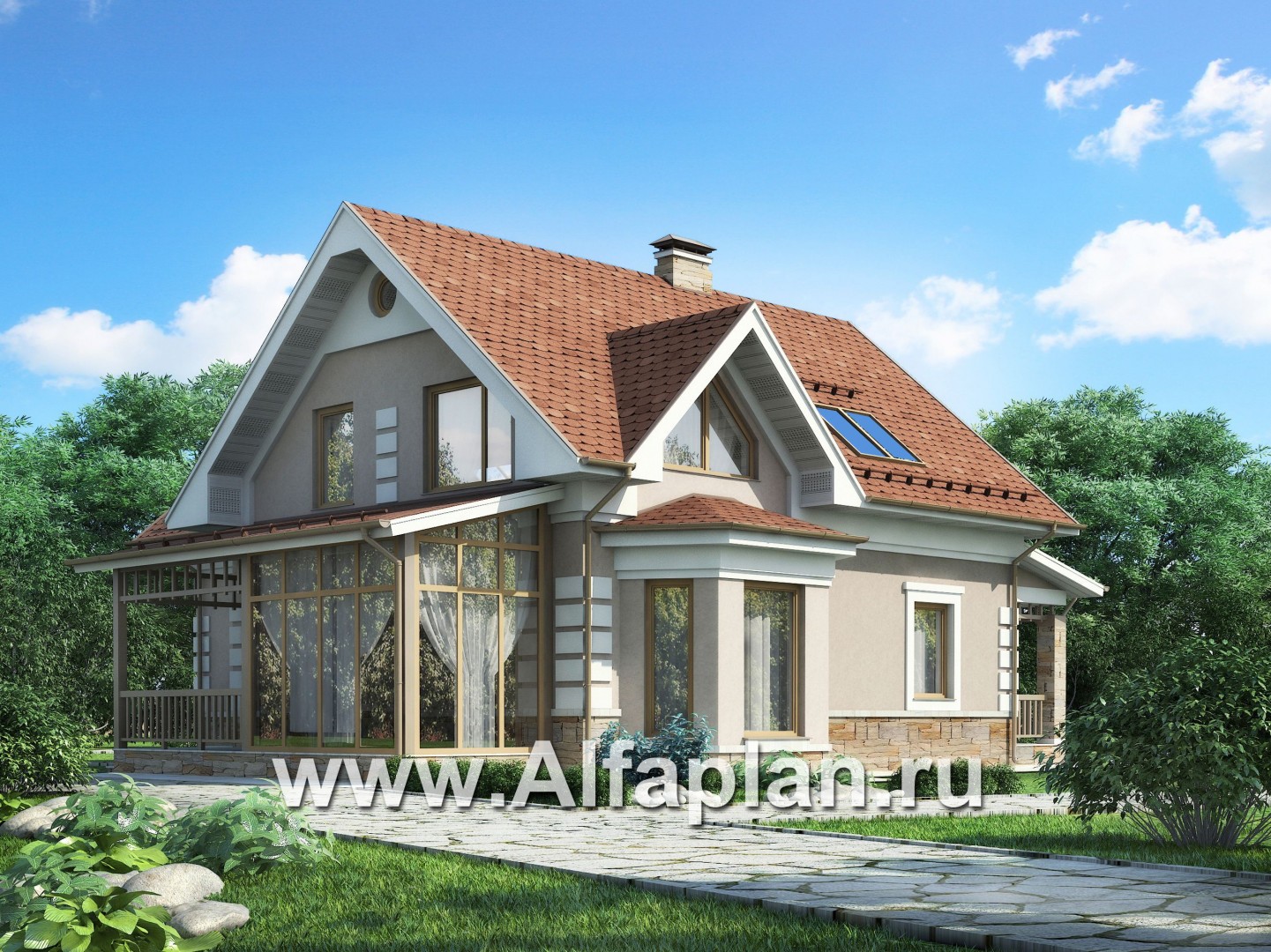Проекты домов Альфаплан - Уютный загородный дом с верандой - дополнительное изображение №1