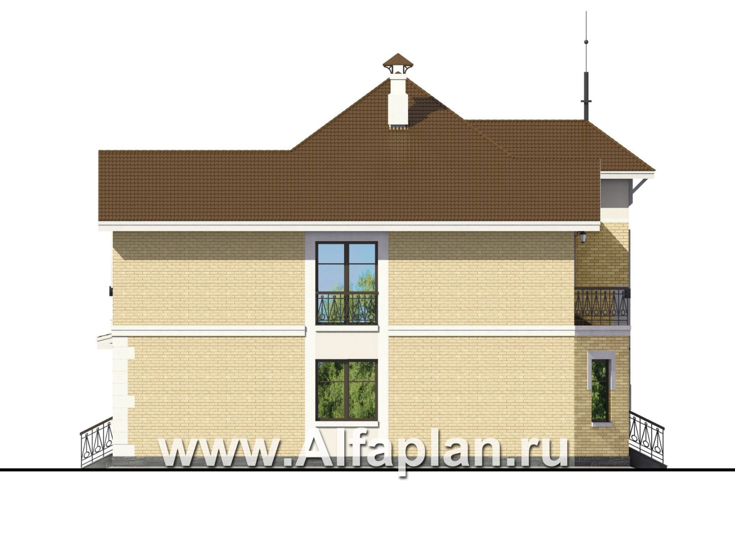 Проекты домов Альфаплан - «Феникс» - Двухэтажный коттедж с компактным планом - изображение фасада №2
