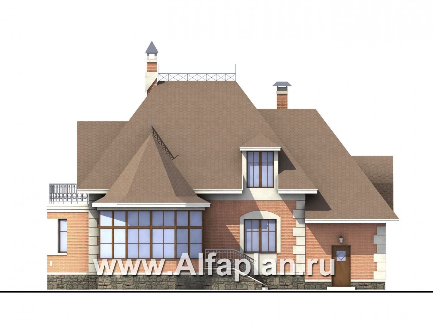 Проекты домов Альфаплан - «Эвита» - респектабельный дом с гаражом - изображение фасада №4