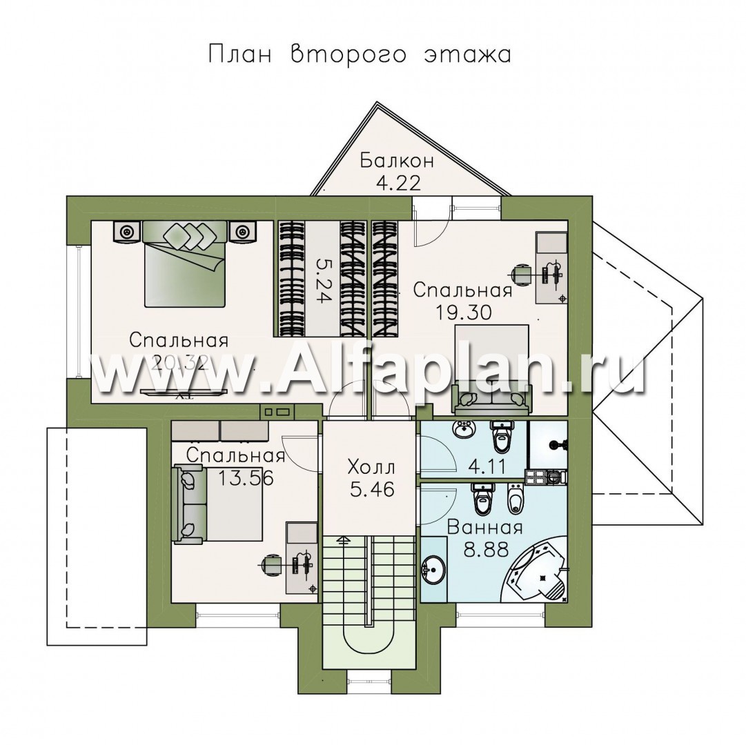 Проекты домов Альфаплан - «Эликсир» - современный коттедж с эффектной гостиной - план проекта №2