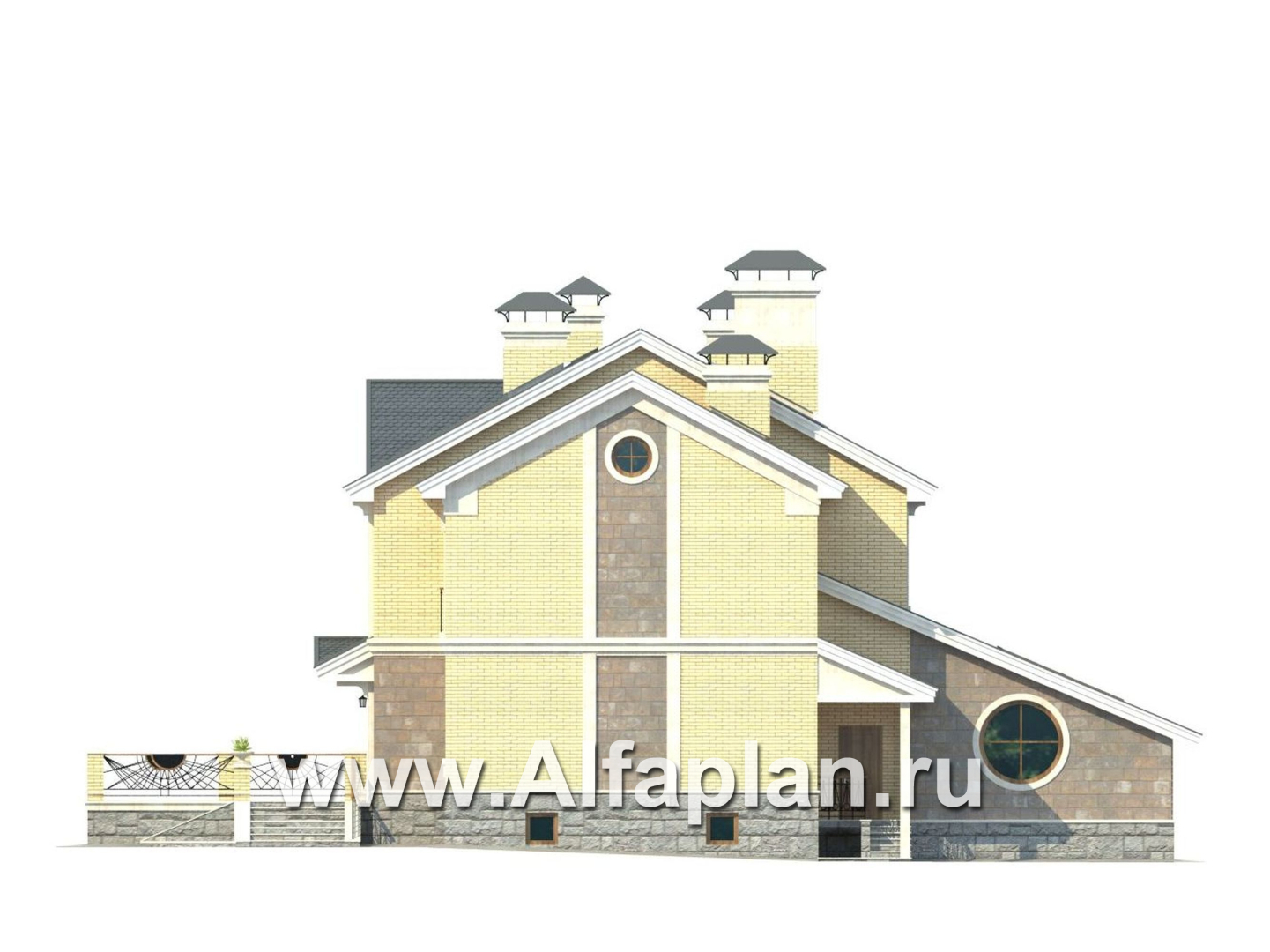 Проекты домов Альфаплан - «Поместье» - элитный коттедж в классическом стиле - изображение фасада №2