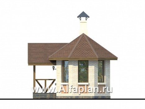 Проекты домов Альфаплан - Маленькая баня из газобетона для маленького участка - превью фасада №1