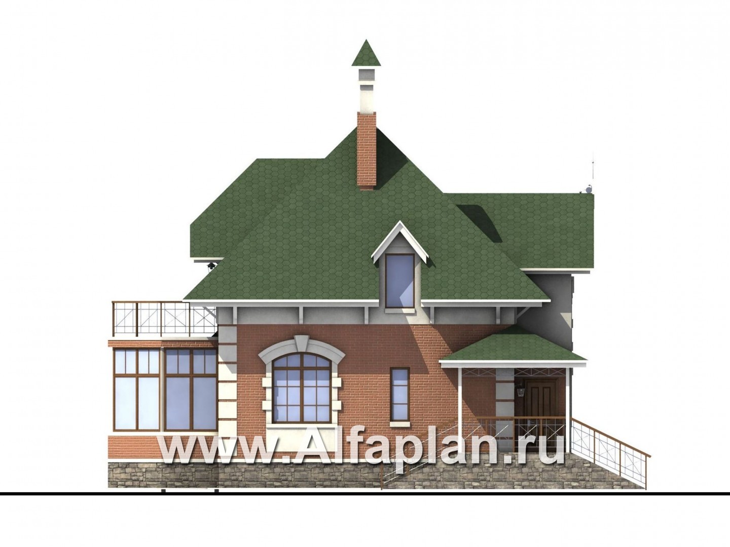 Проекты домов Альфаплан - «Шале Малек» -  проект дома с мансардой, с террасой - изображение фасада №3