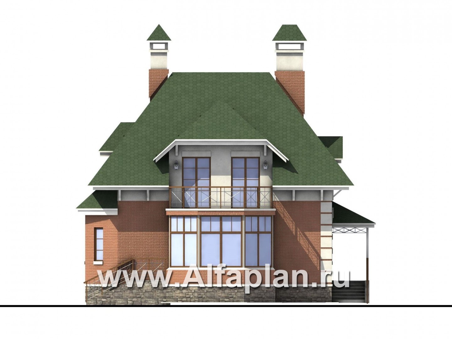 Проекты домов Альфаплан - «Шале Малек» -  проект дома с мансардой, с террасой - изображение фасада №4