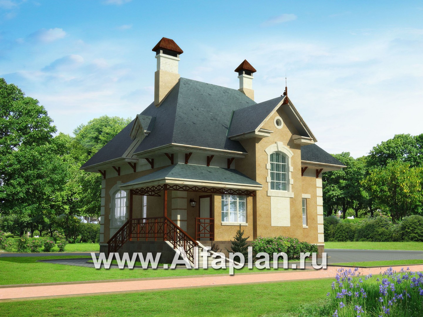 Проекты домов Альфаплан - «Шале Малек» -  проект дома с мансардой, с террасой - дополнительное изображение №1