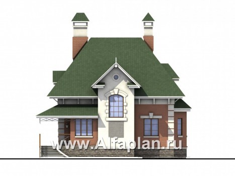 Проекты домов Альфаплан - «Шале Малек» -  проект дома с мансардой, с террасой - превью фасада №1
