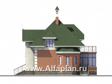 Проекты домов Альфаплан - «Шале Малек» -  проект дома с мансардой, с террасой - превью фасада №2