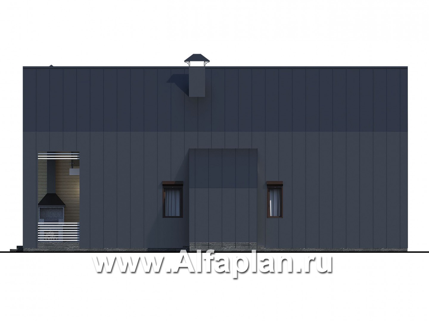Проекты домов Альфаплан - «Омега» - коттедж для узкого участка - изображение фасада №2