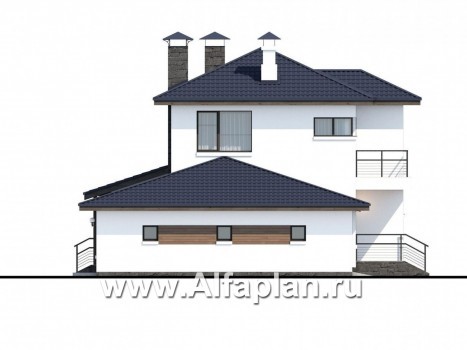 Проекты домов Альфаплан - «Мотивация успеха» - дом с гаражом, обращенный окнами в сад - превью фасада №3