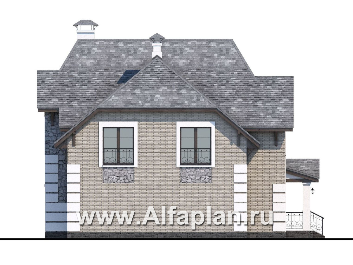 Проекты домов Альфаплан - «Ясная поляна» - удобный коттедж для большой семьи с бильярдной - изображение фасада №3