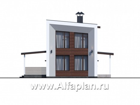 Проекты домов Альфаплан - «Сигма» - футуристичный дом в два этажа - превью фасада №1