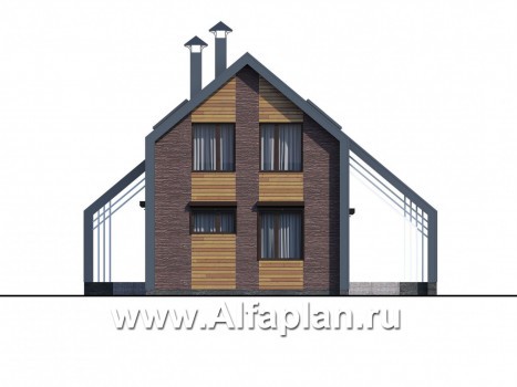 Проекты домов Альфаплан - «Тау» - двухэтажный дом с фальцевыми фасадами и кровлей - превью фасада №4