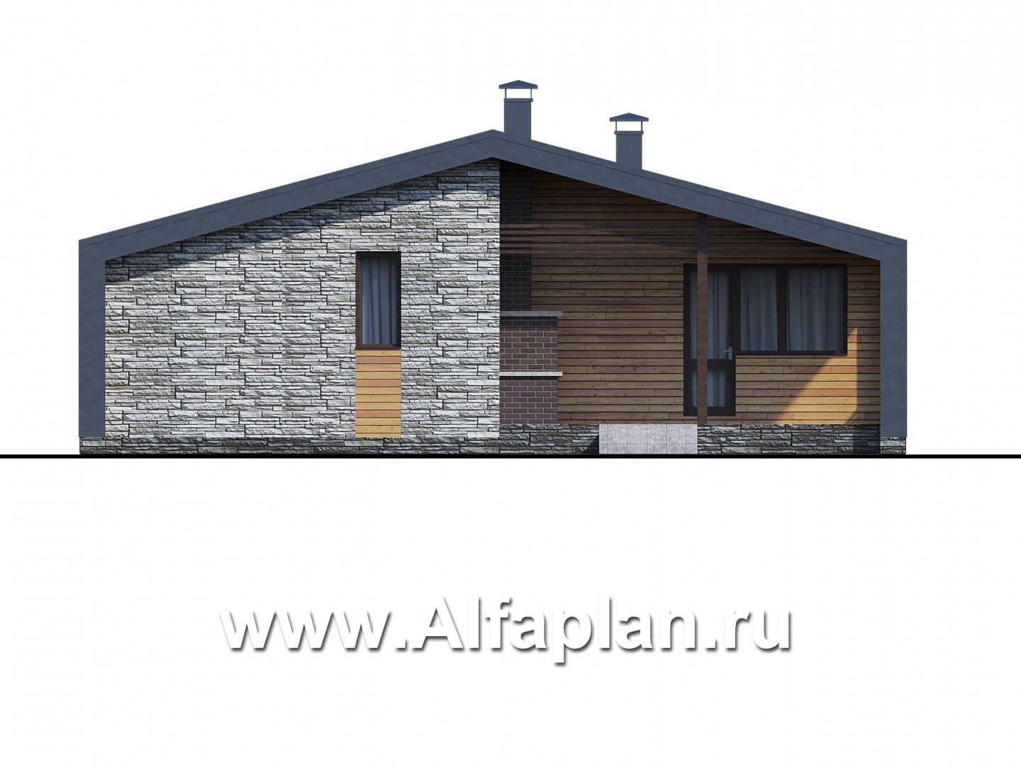 Проекты домов Альфаплан - «Альфа» - каркасный коттедж с фальцевыми фасадами - изображение фасада №4