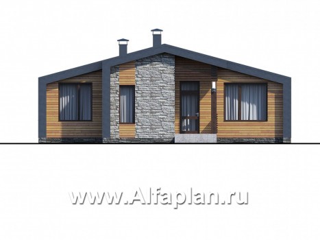Проекты домов Альфаплан - «Альфа» - каркасный коттедж с фальцевыми фасадами - превью фасада №1