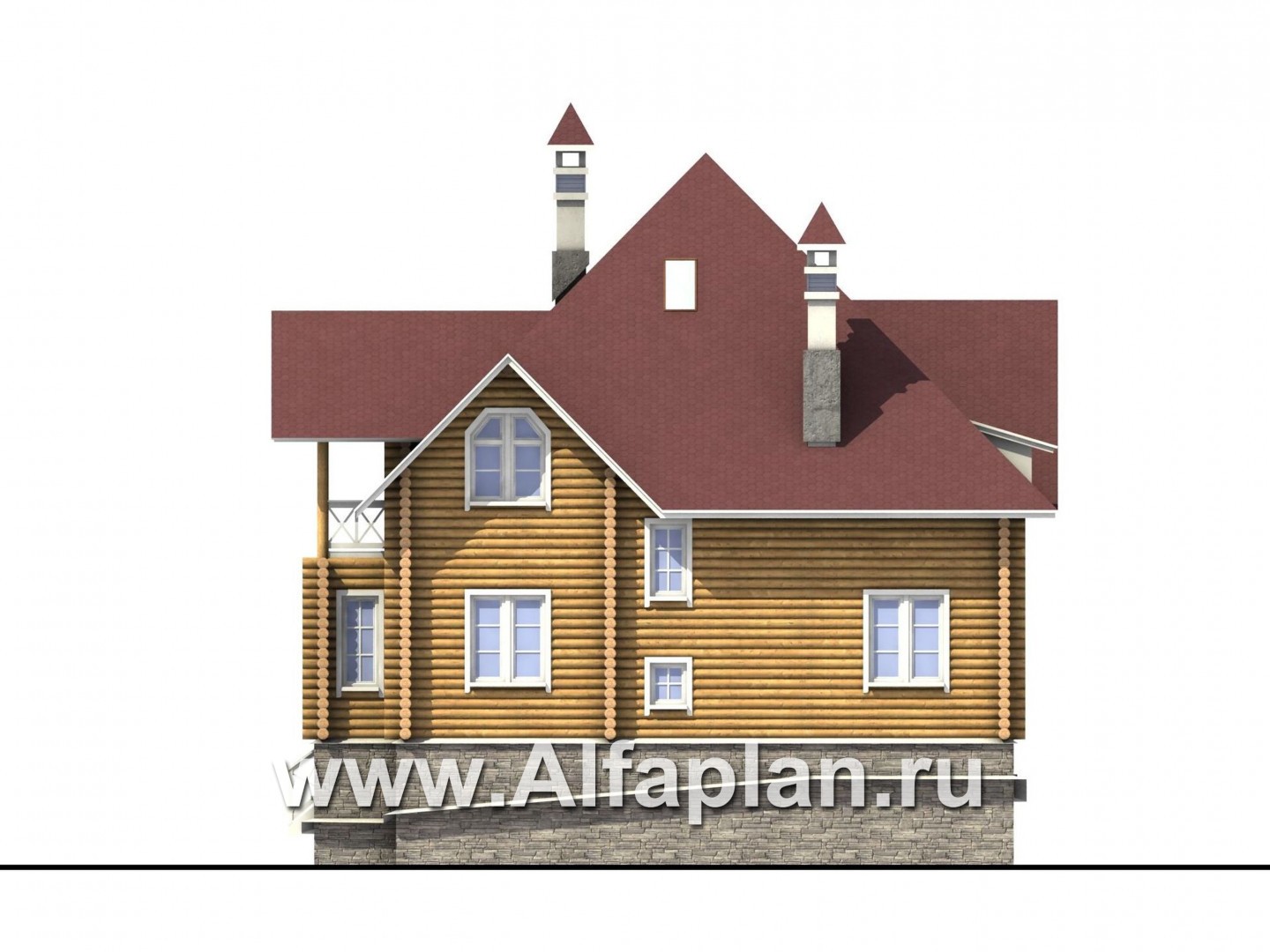 Проекты домов Альфаплан - «Транк Хаус» - деревянный дом с террасой - изображение фасада №4