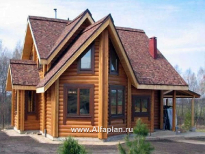 Проекты домов Альфаплан - «Л-Хаус» - деревянный дом с навесом для машины - превью основного изображения