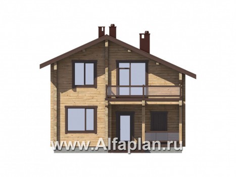 Проекты домов Альфаплан - Традиционный деревянный дом с удобной планировкой - превью фасада №1