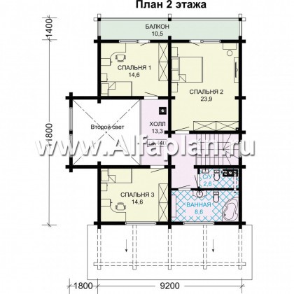 Проекты домов Альфаплан - Современный дом из бруса с удобной планировкой - превью плана проекта №2