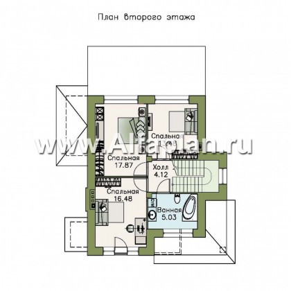 Проекты домов Альфаплан - «Прагматика» - небольшой коттедж с бильярдной в мансарде - превью плана проекта №2