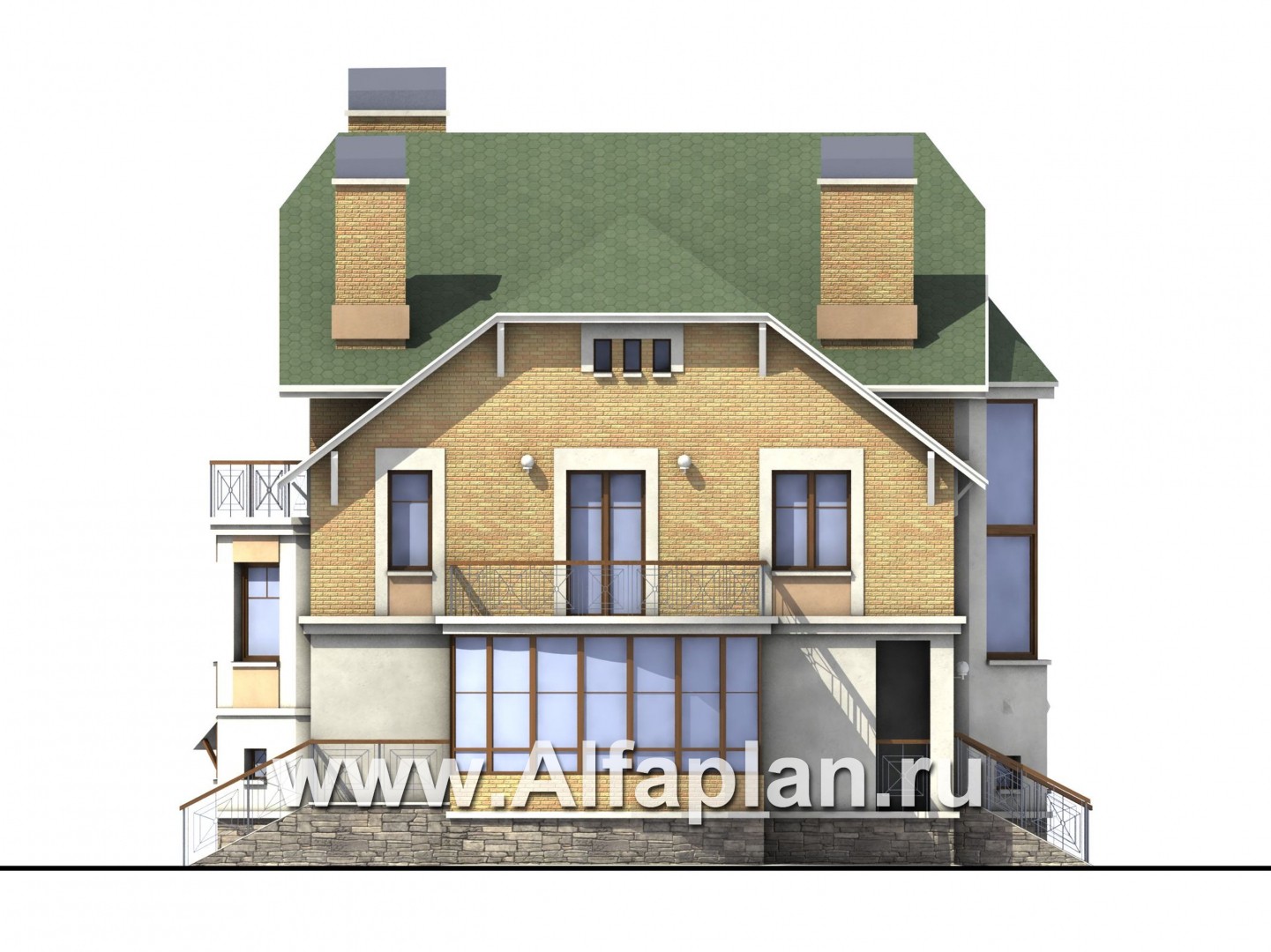 Проекты домов Альфаплан - «Крестный Пачино»  - фешенебельный загородный дом - изображение фасада №3