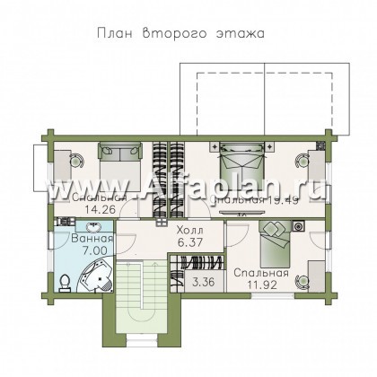 Проекты домов Альфаплан - «АльфаВУД» - деревяный дом из клееного бруса - превью плана проекта №3