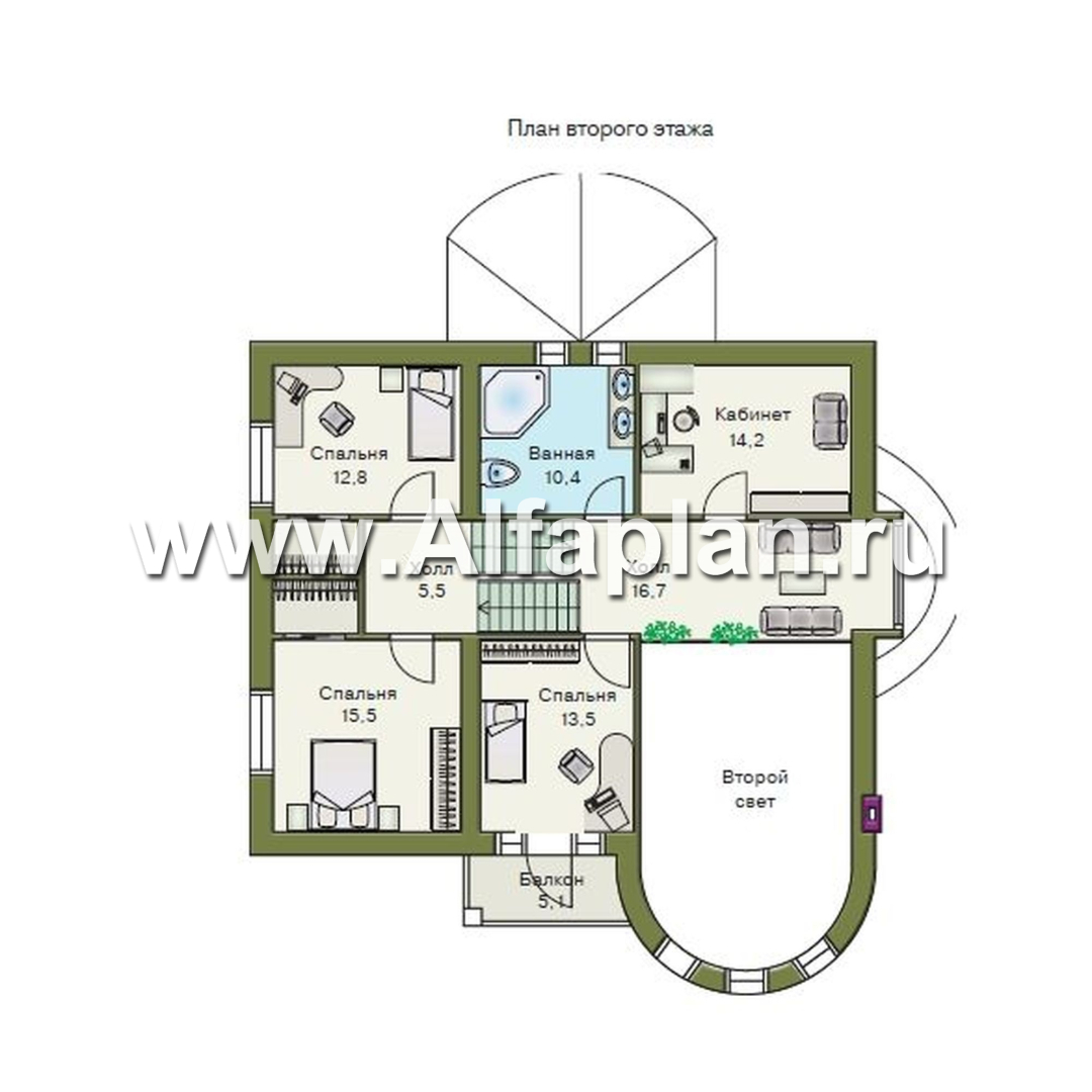 Проекты домов Альфаплан - «5-ая глава» - современный ом в стиле замка для романтиков - план проекта №2