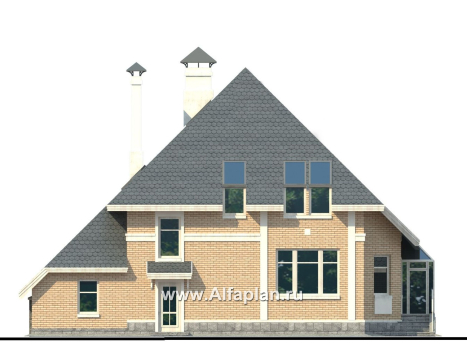 Проекты домов Альфаплан - «Кристалл» - загородный дом с оранжереей - превью фасада №4