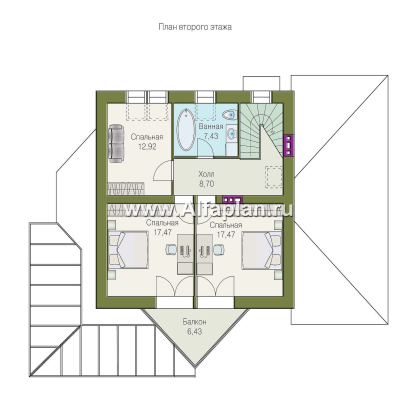 Проекты домов Альфаплан - «Кристалл» - загородный дом с оранжереей - превью плана проекта №2