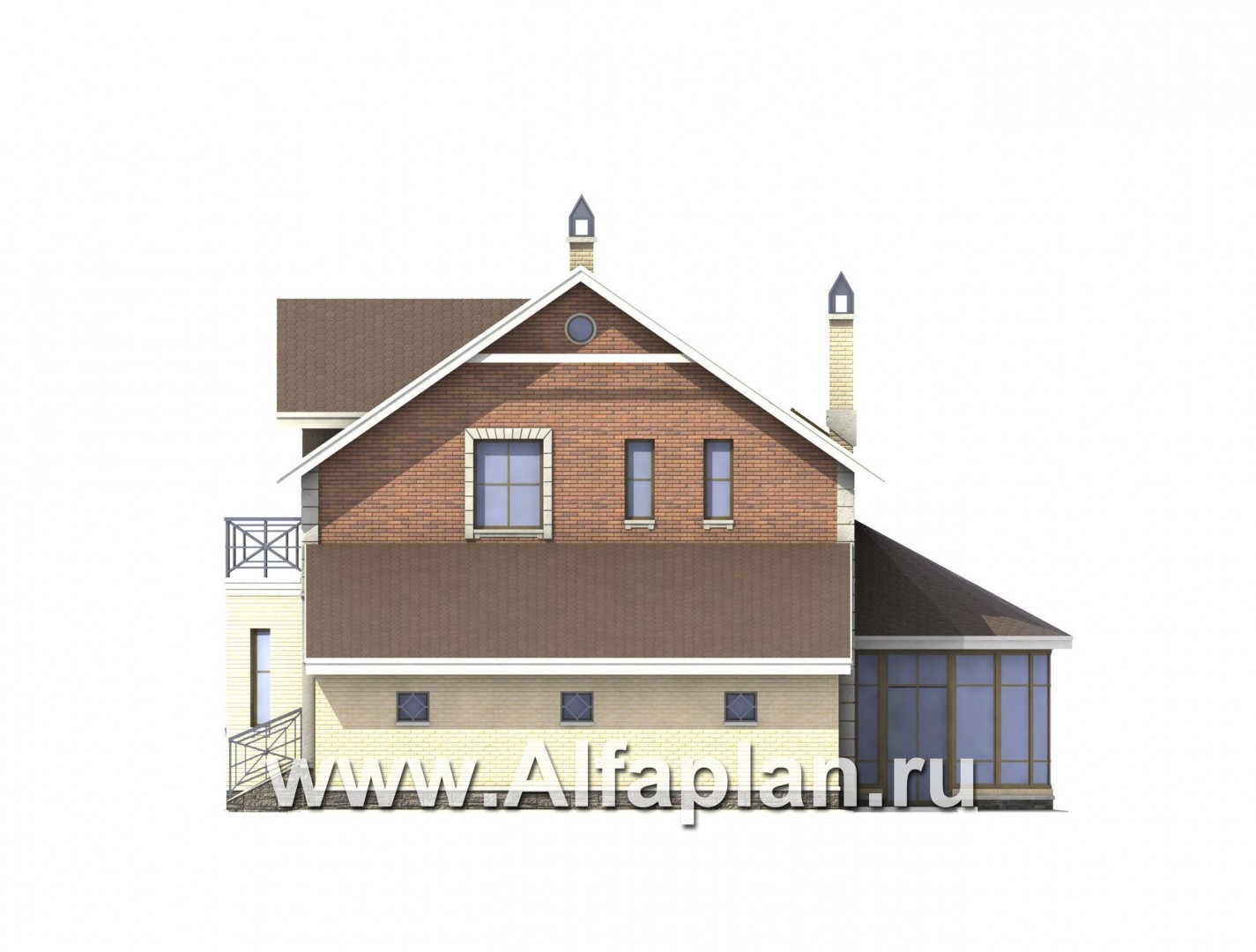 Проекты домов Альфаплан - «Нанси» - рациональный коттедж с гаражом - изображение фасада №2