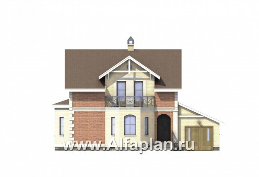 Проекты домов Альфаплан - «Нанси» - рациональный коттедж с гаражом - превью фасада №1