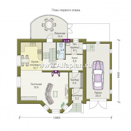 Проекты домов Альфаплан - «Метц» - комфортный загородный  дом - превью плана проекта №1