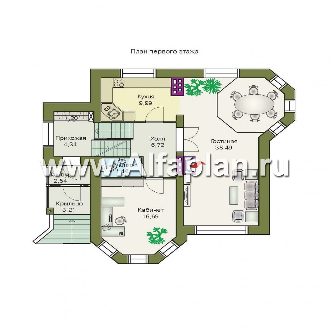 Проекты домов Альфаплан - «Корвет» - трехэтажный коттедж с гаражом - план проекта №2
