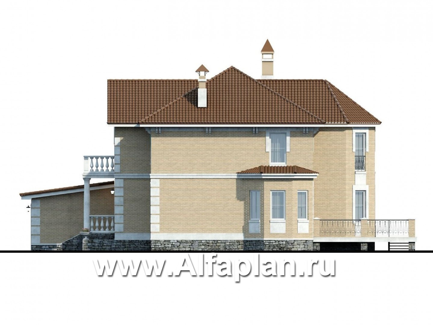 Проекты домов Альфаплан - «Головин» - аристократический коттедж - изображение фасада №2