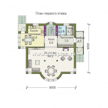 Проекты домов Альфаплан - «Дом светлячка» - трехэтажный дом с мансардой - превью плана проекта №2