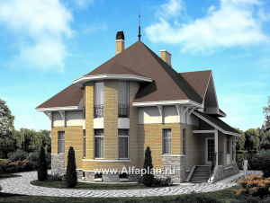 Проекты домов Альфаплан - «Петит Плюс» - коттедж с цокольным этажом - превью основного изображения