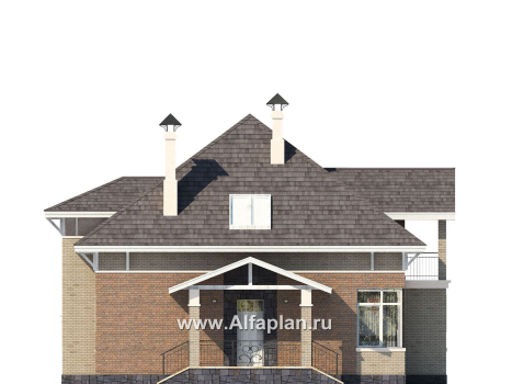 Проекты домов Альфаплан - «Воплощение» -  коттедж под пирамидальной кровлей - превью фасада №3