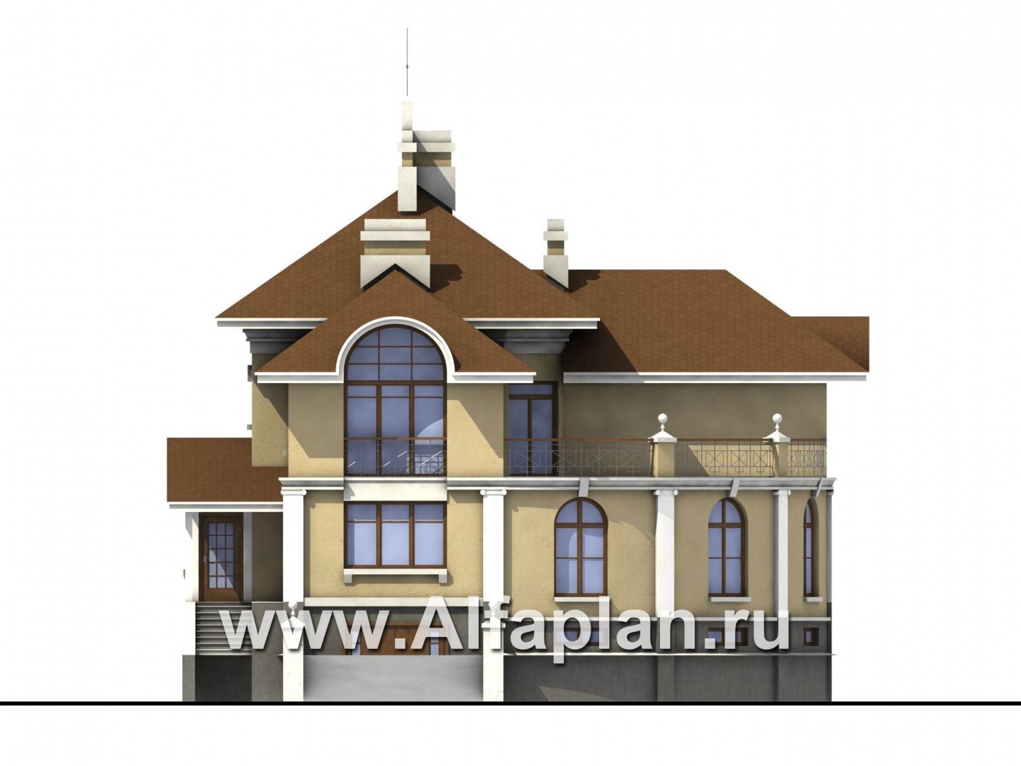 Проекты домов Альфаплан - «Флоренция» - коттедж в стиле итальянского Возрождения - изображение фасада №1
