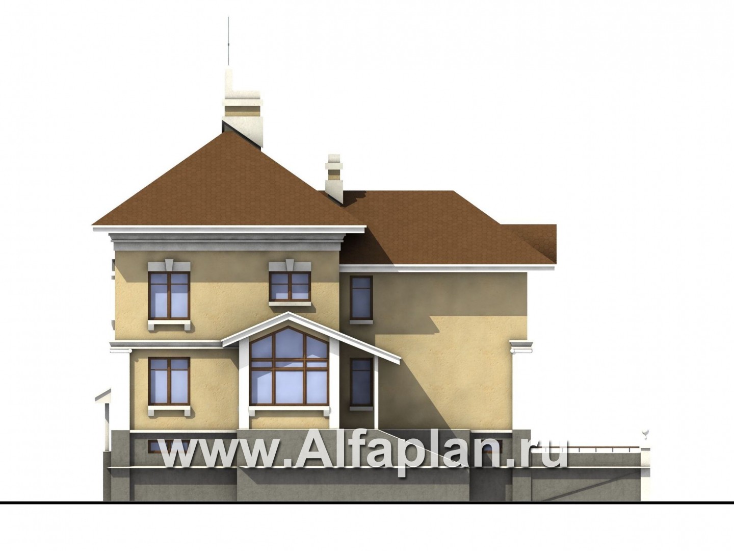 Проекты домов Альфаплан - «Флоренция» - коттедж в стиле итальянского Возрождения - изображение фасада №3