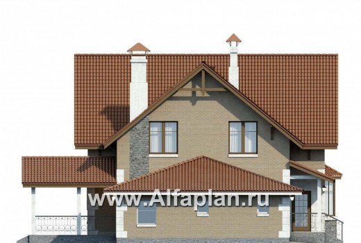 Проекты домов Альфаплан - «Примавера» - компактный коттедж c теплым гаражом - превью фасада №3