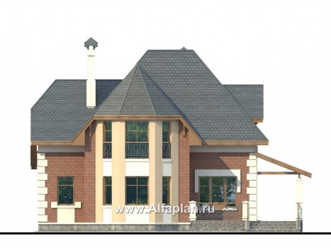 Проекты домов Альфаплан - «Клио» - небольшой дом с угловой террасой - превью фасада №4