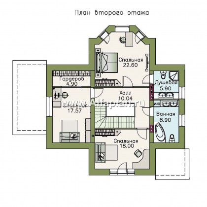 Проекты домов Альфаплан - «Клио» - небольшой дом с угловой террасой - превью плана проекта №2