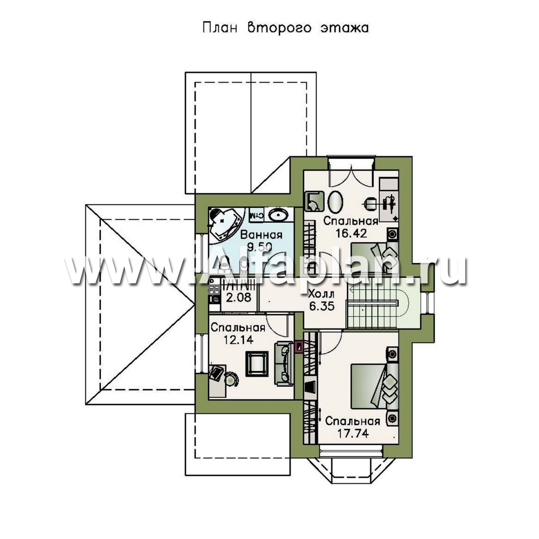 Проекты домов Альфаплан - «Примавера» - компактный дом с гаражом-навесом - план проекта №2